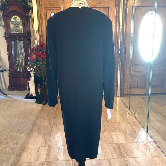 TAMOTSU NEW YORK LONG SLEEVE CLASSIC BLACK DRESS - Picture 3 of 9